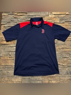 Boston Red Sox Polo Shirt Men’s Large Navy Blue Golf Active Casual Lightweight